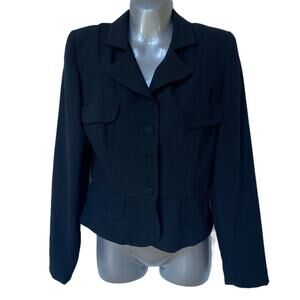 Vintage Gantos Blazer Black Peplum Blazer Cropped Length Women's Size 4
